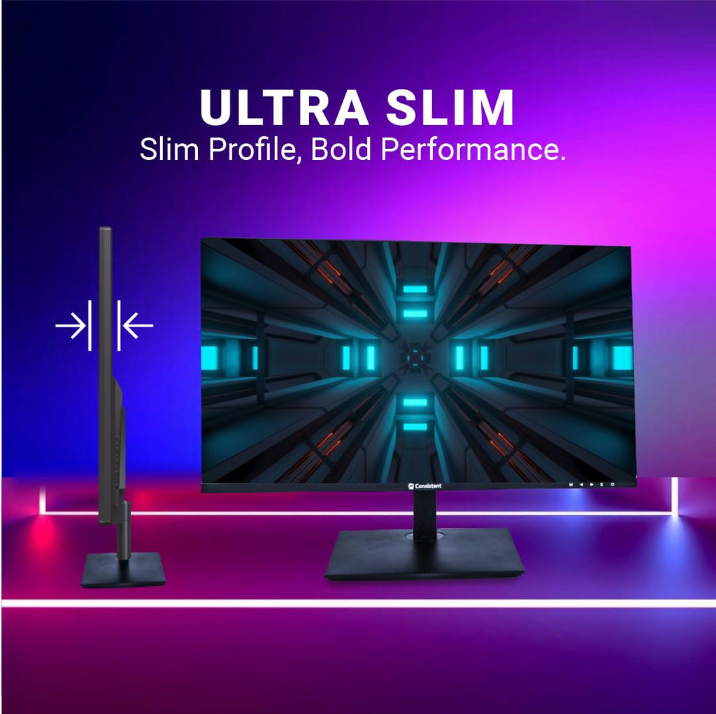 Consistent 2400 23.8" inch (60.5 cm) Wide Display 1920 x 1080 Pixels Full HD Ultra-Slim Monitor- HDMI, Inbuilt Speakers (Black) 3 Years Warranty.