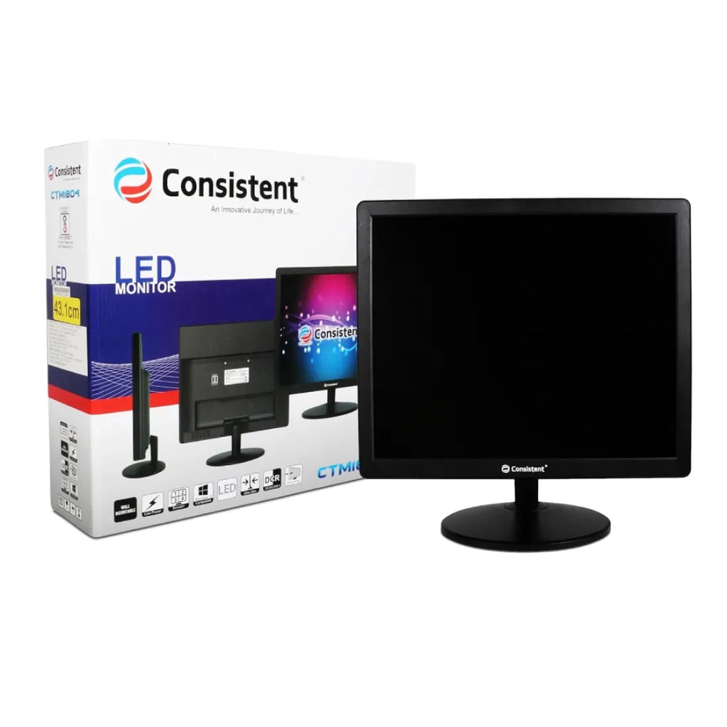 Consistent 17" Full HD Monitor | LED Panel | 5ms | HDMI & VGA | 16.7M Colors | Flat Square Design