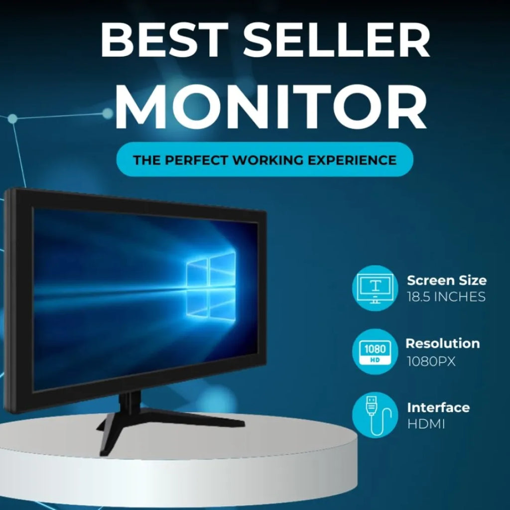 Consistent 18.5" HD Monitor – Ultra Slim, Glossy Display, Low Blue Light, Micro-Edge Design