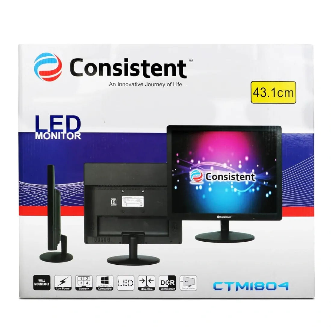 Consistent 17" Full HD Monitor | LED Panel | 5ms | HDMI & VGA | 16.7M Colors | Flat Square Design